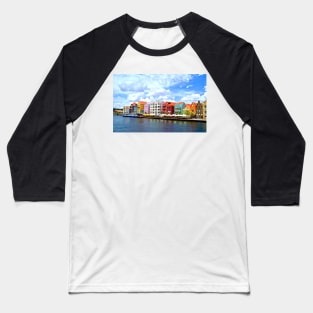 Pastel Colors of the Caribbean Coastline in Curacao Baseball T-Shirt